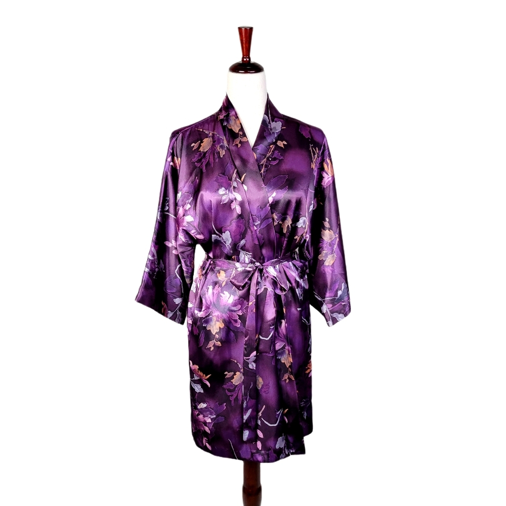 Vintage California Dynasty Purple Floral Robe